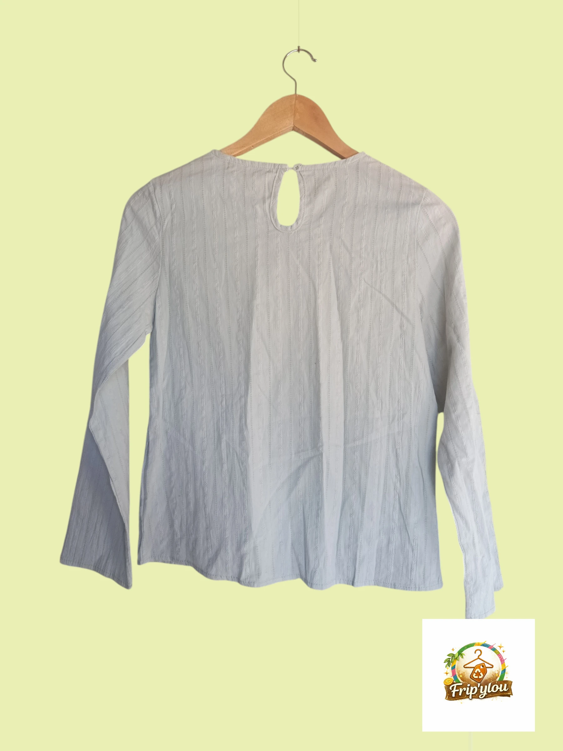 Blusa verde salvia con volantes para niña de 14 años – Nueva con etiqueta A0226 – photo 2